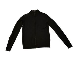 Woolovers Jacket Women's Size XS Black Lambswool Mock Neck 100% Full Zip L/S